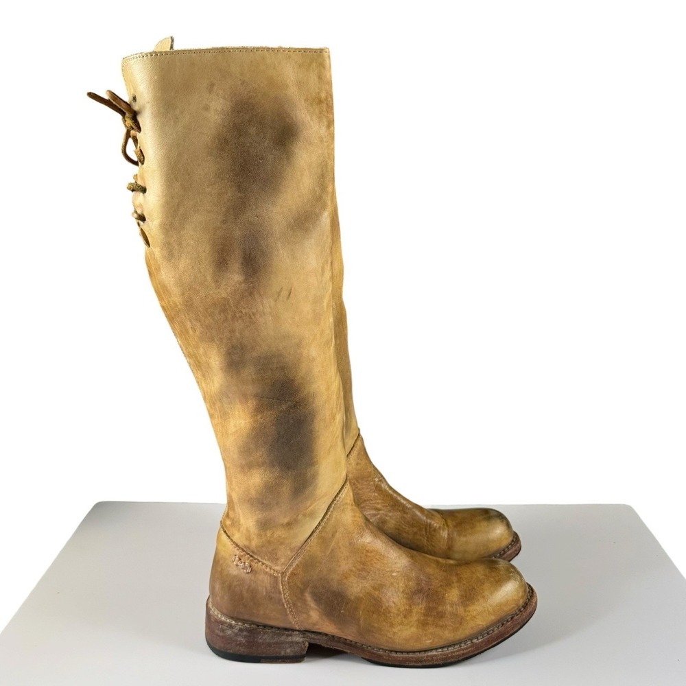 BED|STÜ Sz 7.5 Manchester Tall Brown Distressed Leather Knee High Boots Bed Stu